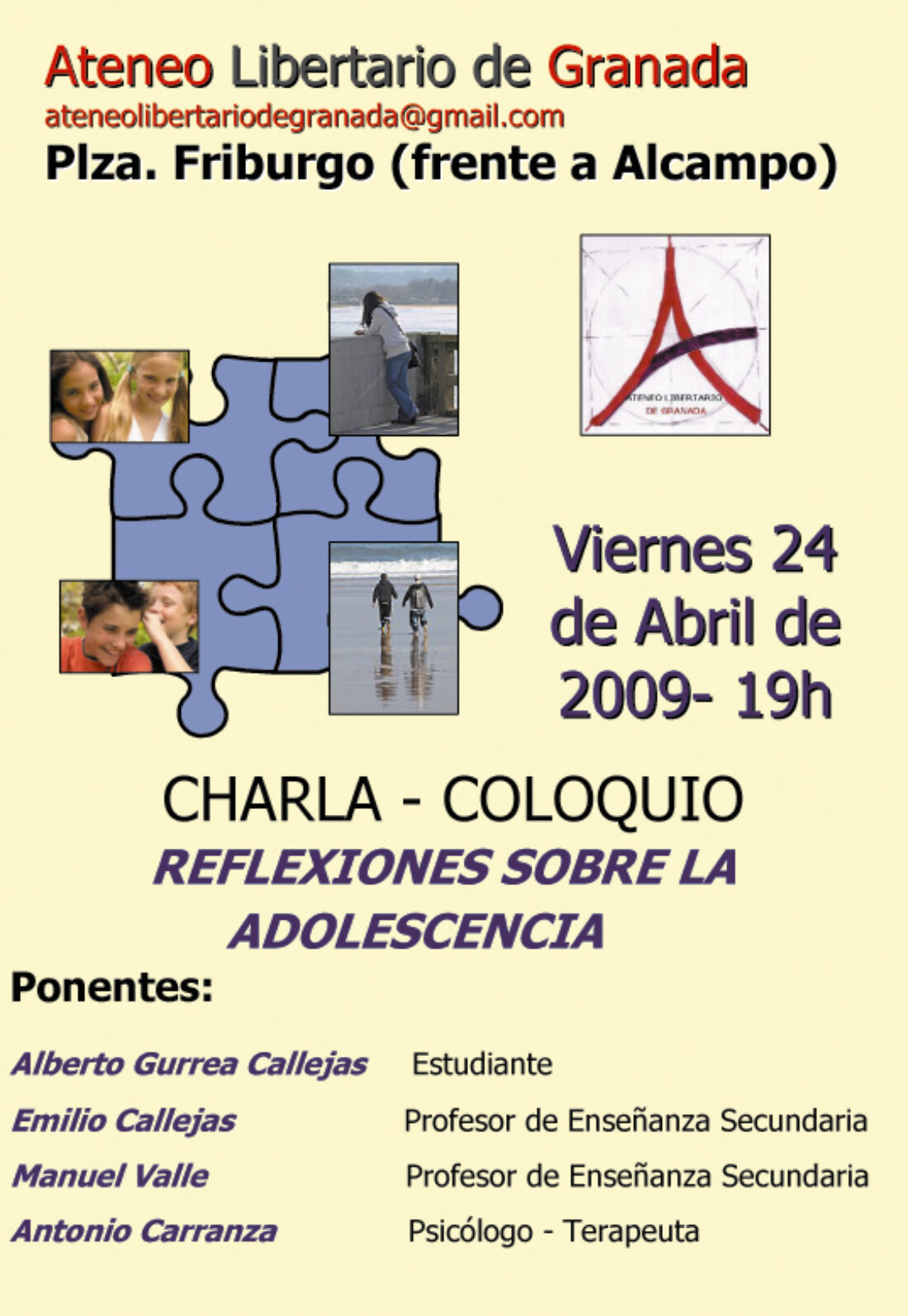 Ateneo Libertario de Granada : Charla-Coloquio «Reflexiones sobre la adolescencia»