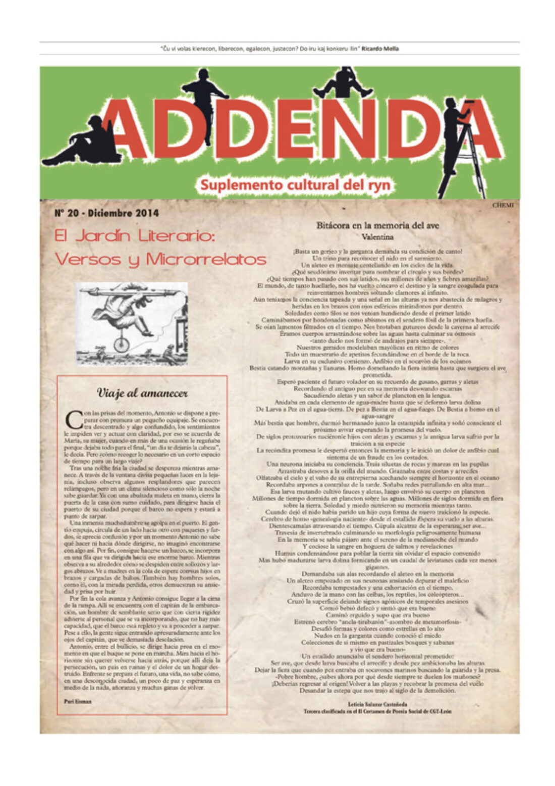 Addenda, suplemento cultural del RyN – Nº 20, diciembre 2014