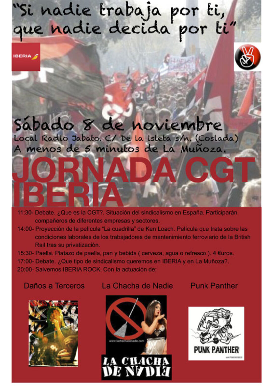 8-N: Jornada CGT Iberia, «Si nadie trabaja por ti, que nadie decida por ti»