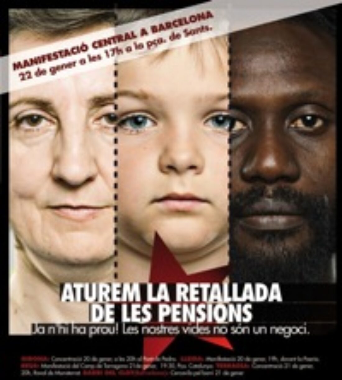 22 enero, Barcelona : Manifestación contra el recorte de las pensiones
