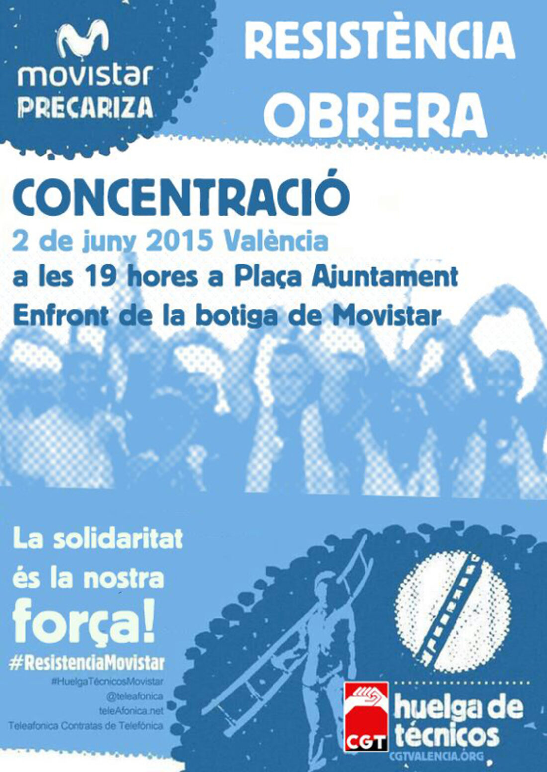 Concentraciones en apoyo a las y los trabajadores de Movistar, 2 y 9 de junio en Valencia