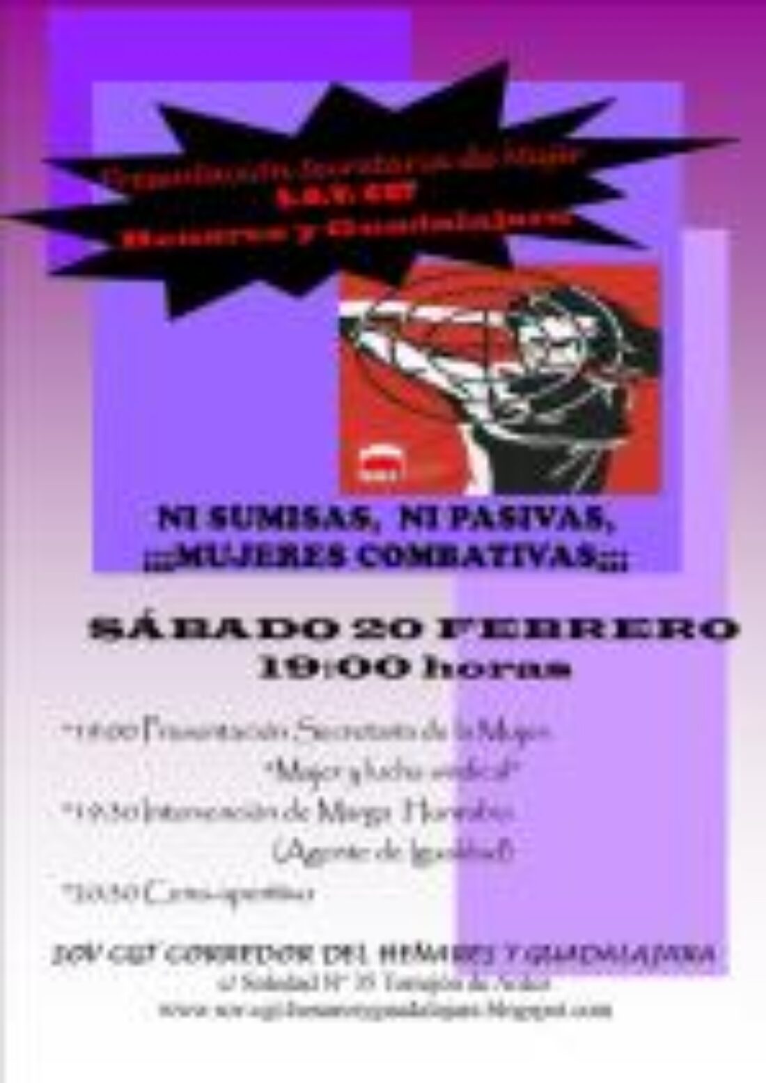 20 feb : Presentación de la Secretaría de la Mujer de CGT Henares y Guadalajara