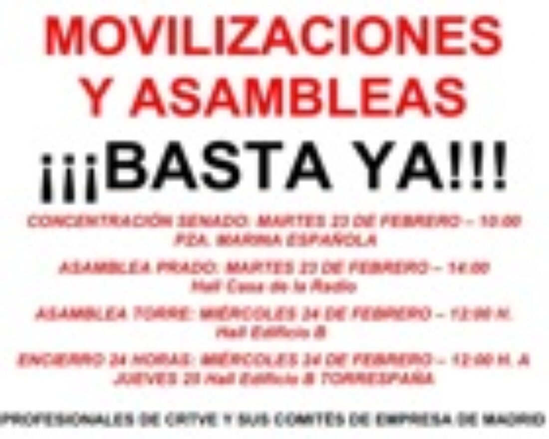 23 y 24 febrero Madrid : Concentraciones y Asambleas en RTVE