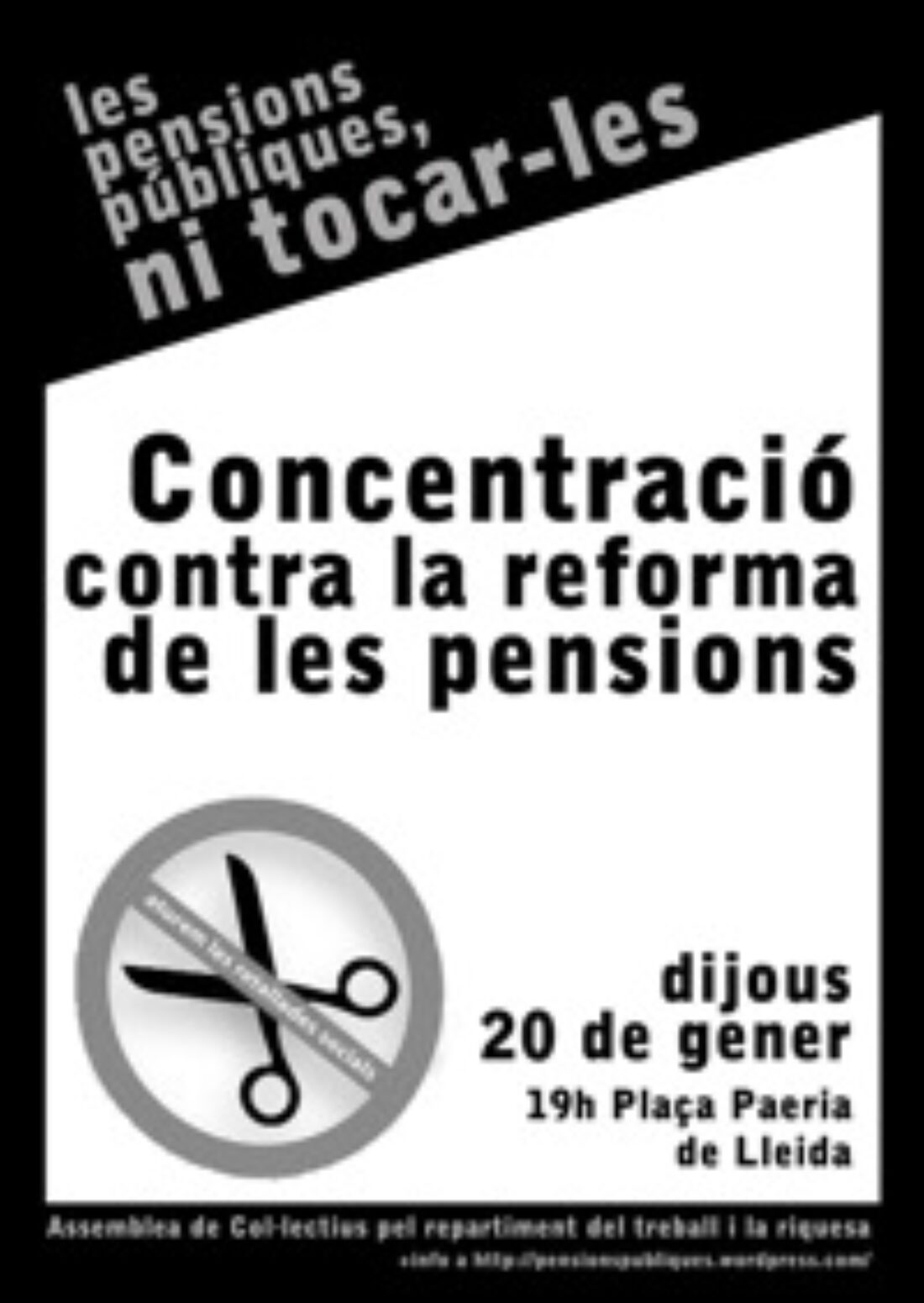 20 enero, Lleida : Concentración en defensa de las pensiones públicas