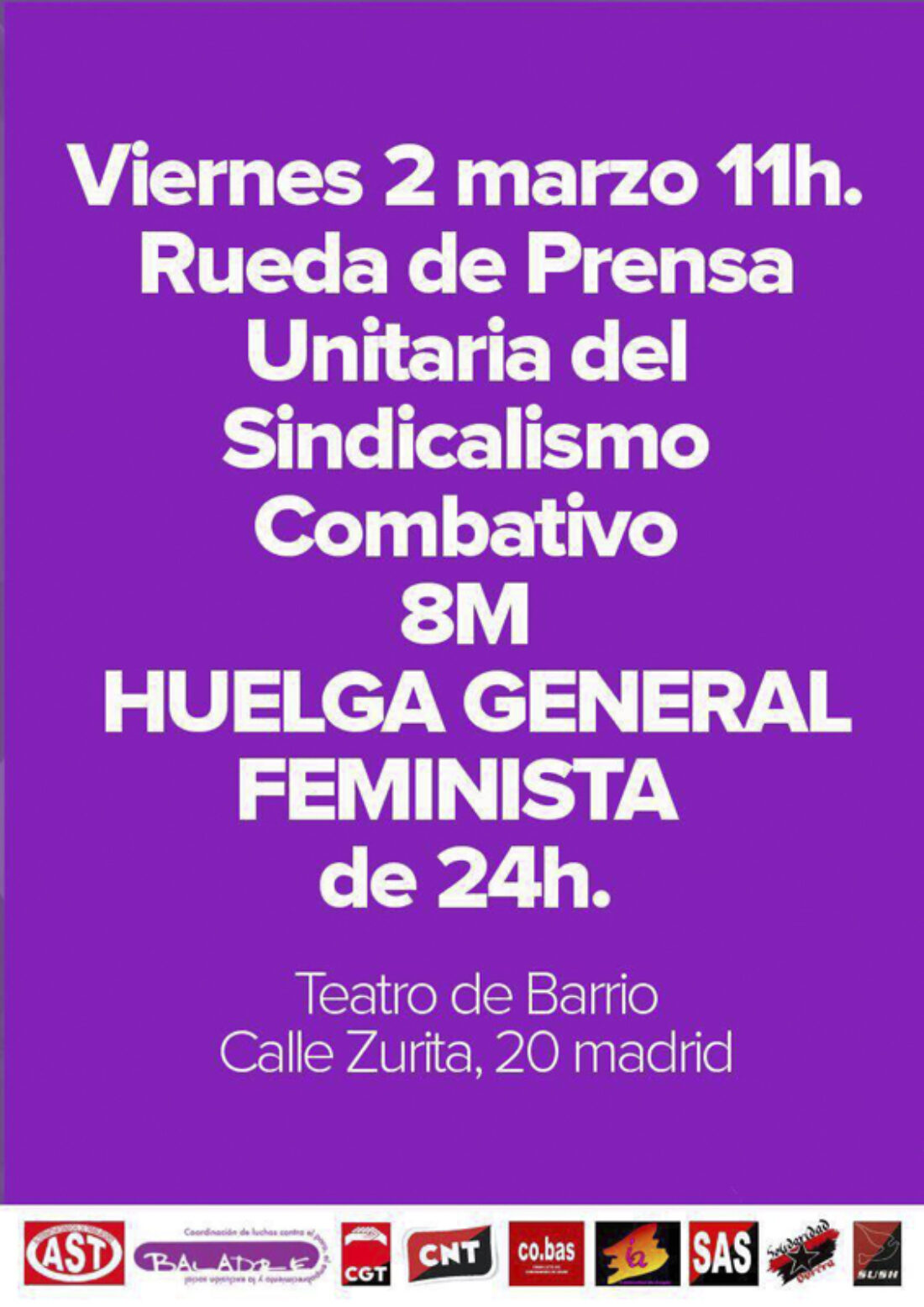 El Bloque Combativo explica las razones para ir a la Huelga General Feminista el próximo 8 de marzo