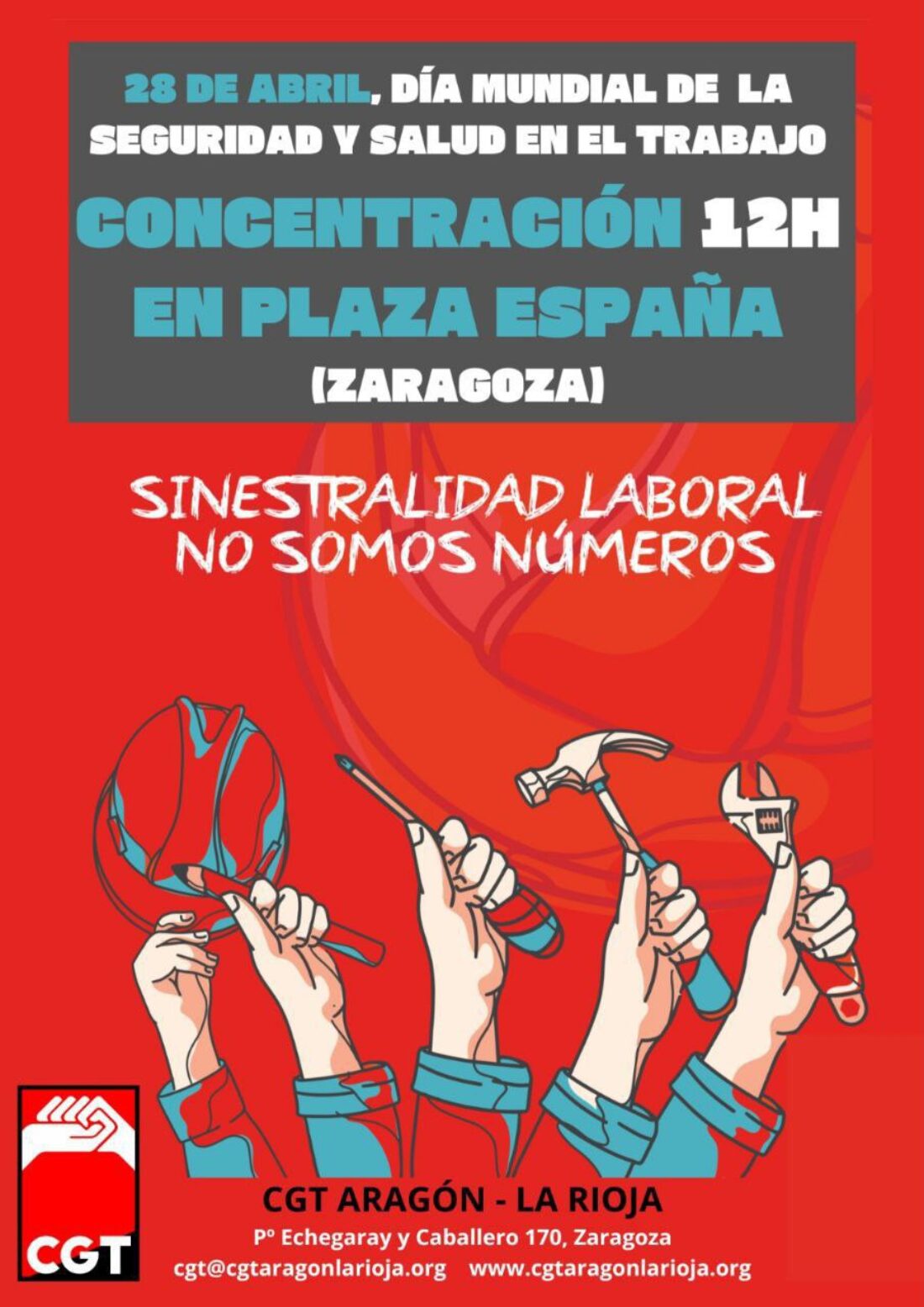 28-A: Día Mundial de la Seguridad y Salud en el Trabajo, concentración en Zaragoza