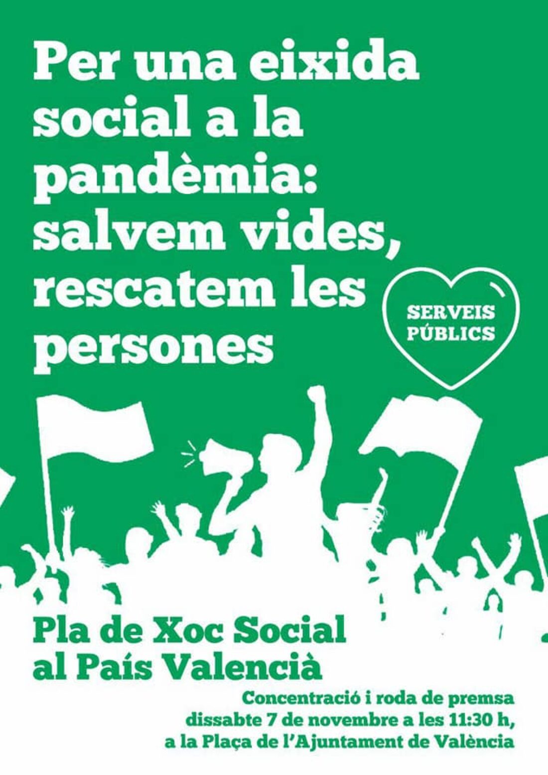 7-N: Concentraciones en València y Elx  por una salida social a la crisis de la pandemia de la COVID-19, por un trabajo digno para todas y todos y en apoyo a la Huelga General convocada por la CGT en la Comunidad de Madrid para el 11 de noviembre